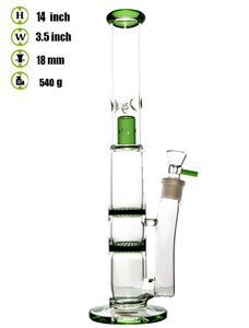 12-calowy szklany wodoodporny kolor niebieski szklany Bong Dwie warstwy perkolatorek 3 filtr grzebienia masowego i 1 Perc Bongs Water Bongs HOISHS 18mm staw