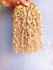 Stark kinesisk Virgin Remy Curly Haft Weft Human Top Extensions Blond 613 Färg 1Set