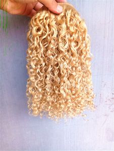 Strong Chinese Virgin Remy Curly Hair Weft Human Top Extensions blonde 613 Color 100g 1set