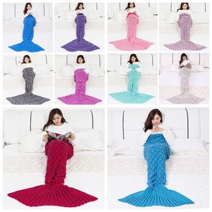 Mermaid Fishtail Blanket Warm Knit Crochet Adult Blankets For Sofa Study Living Room Picnic Travel Mermaid Sleeping Bag 10styles RRA3801