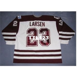 Real Men real Full embroidery AHL Hershey Bears 100% Embroidery Custom 23 Brad Larsen Hockey Jersey or custom any name or number Jersey