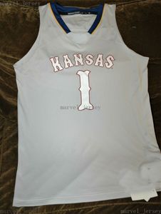 Costume Personalizado Kansas Jayhawks Basquete Jersey Grey Homens Mulheres Juventude XS-5XL