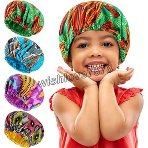 Kids Bonnet Night Sleep Caps Criança Meninas Bebê Cetim Elástico Banda Dupla Camada Dormindo Chapéus De Droorização Cap Africano Headtie