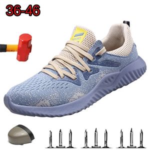 Light Meat Tendon Segurança Homens Deodorant Drattable Steel Toe Cap Anti-Perfuração Sapatos de Trabalho Macio Feminino Y200915