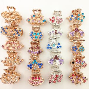 Headpieces rhinestone small gripper hair claw clips crystal gold silver crown grips hairclips hairpins accessory