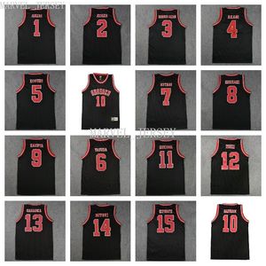 Ucuz Özel Shohoku 1-15 Rukawa Sakuragi Jersey Anzai Basketbol Formaları Siyah XS-5XL NCAA