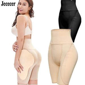 Plus Size Women High Waist Trainer Underkläder Svampkuddar Body Shapers Hips Upp Belly Slim Byxor Fake Padded Shapewear Panties 201222