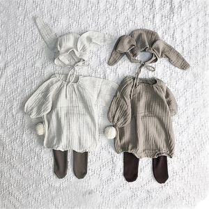 Romper Sólida Recém-nascido roupas O-pescoço menina roupas com chapéu Jumpsuit Baby Client 201027