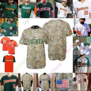 Miami Hurricanes Baseball Jersey NCAA College Ryan Braun Lorenzo Carrier Jacob Burke Carson Palmskista Jake Garland Ligon Kayfus Perez Pitelli Long Ziehl McFarlane