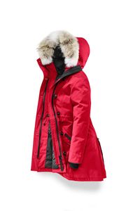 Novo canadá feminino rossclair parka alta qualidade longo com capuz pele de lobo moda quente jaqueta ao ar livre casaco quente