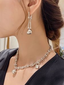 Fashionable Personality Big Star With The Same Stud Paragraph Round Ball Horseshoe Chain Long Earrings Fashion High Quality Jewelry