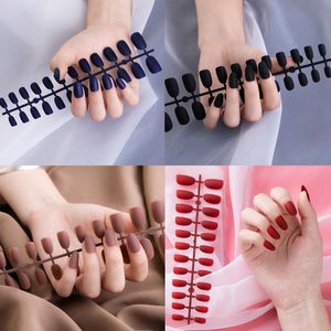 24 Pcs/set Fake Nail Tips Full Cover Pink Blue Black Mixed Colors Matting Effect Natural ABS Artificial Nail Art Design nails ottie