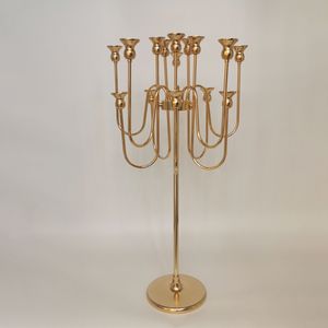 Decoração Metal Candelabro 15 cabeças Castiçal Mesa de Casamento Centralpiece Luxo Vela Titular Decoração De Partido Seyu761