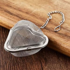 Coador de chá de aço inoxidável Filtro de bola de malha de espetáculo para Bule Heart Forma Tea Infuser Xu