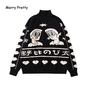MERRY PRETTY Women's Cartoon Embroidery Knitted Sweaters And Pullovers Winter Thick Girls Knit Jumpe Harajuku Sweater Jacquard LJ201112