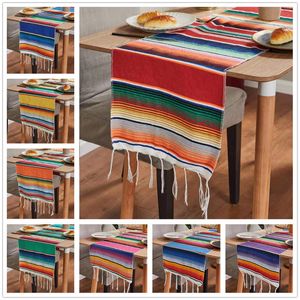 Colorfu Bordduk Julinredning Sequin Table Cloth Knit Festival Bröllop Mexikansk Serape Blanket Cotton Line Blanda Manteles T200707