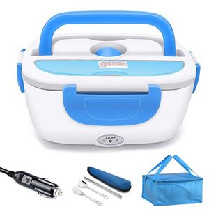 12V Car Electric Heating Lunch Box Picnic Travel Portable Rice Food Warmer Container Heated Bento Box Plastic Dinnerware Bag Set T200710