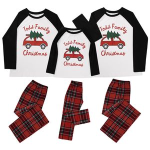 Родитель-ребенок Рождество Семья Пижама Xmas Дизайн Matching с длинным рукавом и клетчатые штаны Двухкусочной Одежды Взрослые Дети Outfit E110203
