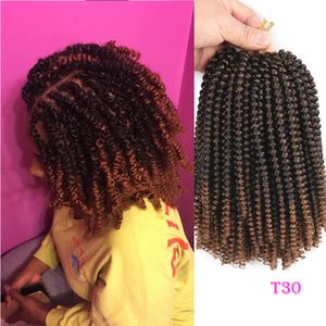 Ombre Spring Twist Hair 8 polegadas Fluffy Crochet Tranças Sintéticas Extensões de Cabelo Tranças Kinky Curly Twists 110G / Pack Dhgate Sinthic Hair