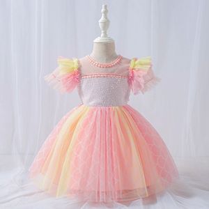Nowa sukienka dla niemowląt Han Edition Kostium sądowy Haft Haftowanie Dzieci Summer Princess Sukienka Koronna sukienka ślubna Baby Girl Ubrania LJ201222