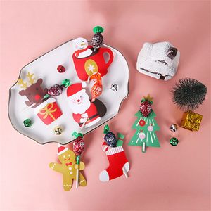 Christmas Snowman Elk Santa Claus Bear Lollipop Paper Cards Lolly Candy Paper Card for Kids Party DIY Message Card yq02872