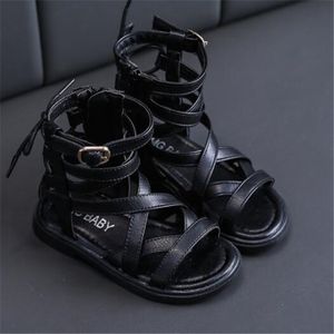 Sandali estivi per bambini Ragazzi Ragazze Scarpe romane Punta aperta Antiscivolo Fondo morbido Cerniera laterale Stivaletti per bambini Scarpe casual per bambini