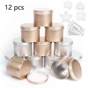 Luxury Candle burkar med lock Bulk Round Candle Container Tenn Tom förvaringslåda för DIY Salves Hudvård Skönhetsprover H1222