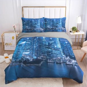3D Design Bedding Set 3pcs Duvet Cover Sets Quilt Covers Blanket Case Bed Linens City Views Full Twin Size Bedclothes1