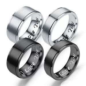 Matte Edelstahl Ich liebe dich Ring Band Verlobungsringe Für Frauen Herren Modeschmuck