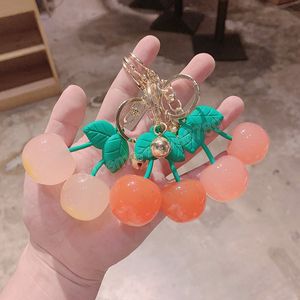 Cartoon Acrylic Cherry Keychain Fashion Simulation Fruit Key ring Accessories Cute Bag Car Pendant Gift for Women Girl Friends