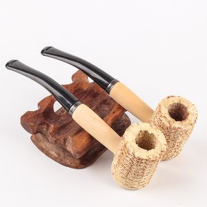 Creative Smoking Corncob Pipes Portable Straight Bend Type Large Pipe for Guest Reception