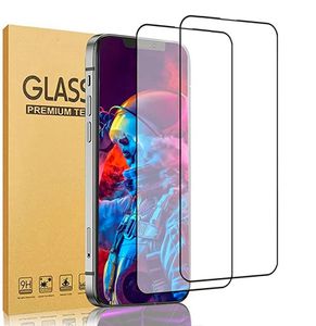 2Pack in1 Full Cover Black Edge Screen Guard Protector Temperat glas för iPhone X XR XS Max Mini Pro LG Android Telefon med låda