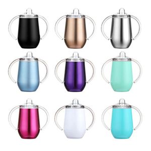 10oz sippy cup stainless steel tumbler mug with double handle egg cups Vacuum insulation baby water bottle coffeemug YHM47-WLL