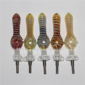 Glasnektar mit 10 mm Quarzspitzen, Wasserpfeifen, Stroh, Bohrinseln, Silikon-Rauchpfeifen, Rauchzubehör, Dab-Rig