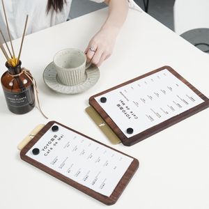 Brass Hanger and Wooden Magnetic Suction Menu Clip Store Table Sign Holder Bill List Snap Writing Folder Board