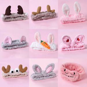 Plush hair band Cute girl and woman stretch hair band wash face make up Headwear bunny ears bow Headdress hair accessories