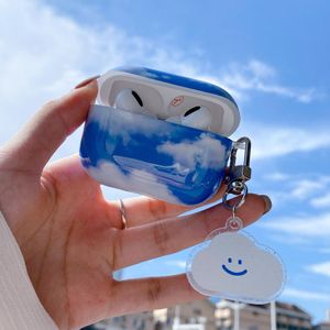 Airpods 3 Blue Sky White CloudsのためのイヤホンケースApple Air Pods Proイヤホンケースアクセサリーボックスのためのシリコーンヘッドセットカバー