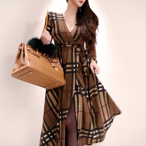 Vestidos casuais básicos novo inverno lace-up vestido embrulhado uma peça senhoras coreia solta manga longa maxi vestidos para mulheres roupas de moda 201028