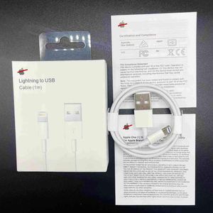 venda por atacado Para os cabos do iPhone Apple 100pcs/lote 7 geração de qualidade OEM original 1m 3ft 2m 6af Data USB Sync Charge Cabo de telefone com pacote de varejo SAN2020