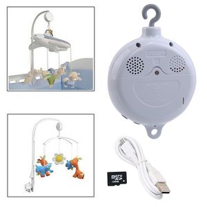 Sång Rotary Baby Mobil Crib Rattles Bed Bell Toy Batteridriven rörelse Musik Box Barnvagn Hängande Bell Leksaker + 128MB SD Card LJ201113