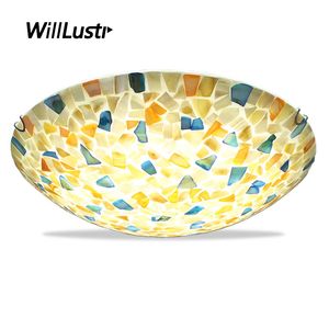 Art Deco Sea Shell Ceiling Lamp Pastoral Handmade Light Hotel Nursery Corridor Balcony Living Bedroom Creative Glass Lighting