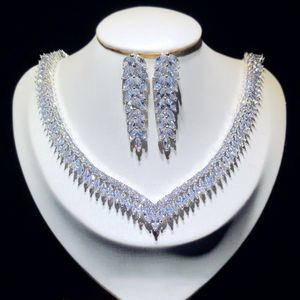 Ny lyxig droppformad zirkonform halsband kvinnor hänge set av hög kvalitet party bröllop smycken188i