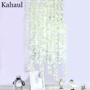 10 adet 100 cm Uzun Wisteria Yapay Çiçek Rattan Beyaz Ipek Ortanca Vine DIY Parti Doğum Günü Düğün Backdrop Duvar Dekorasyon 201222