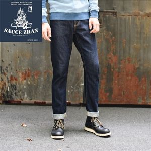 SauceZhan 314XX Slim Fit Cattle Selvedge Indigo Raw Denim Mens Brand Jeans Men 201111