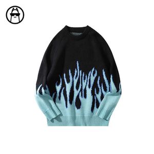 Men's Sweaters Coolalpaca autumn and winter new American street flame sweater for couples