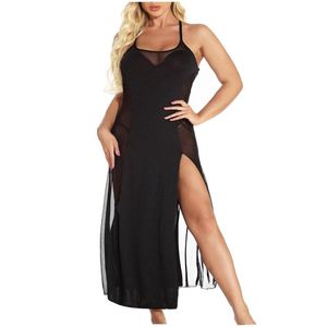 Pijamas para mujer sexy mujer empalme sujetador inalámbrico lencería pijama sin espalda camisón negro s6xl pizama dla kobiet1270u