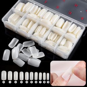 Hot 500pcs / box Natural Clear False Acrylic Nail Tips Full / Half Cover Tips Franska Sharp Coffin Ballerina Fake Nails UV Gel Manicure Tools