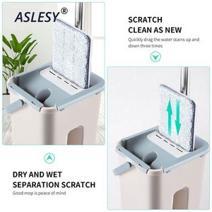 2IN1 Flat Squeeze Automatic Mop Bucket Avoid Hand Washing Floor Cleaner Magic Mop Spin Self Cleaning Lazy Mop Household Tool LJ2012260