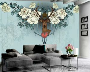 Wallpaper For Walls Home Decoration Fantasy Flower Ling Deer 3D Wallpaper Customized Cartoon Animal 3d Wallpaper