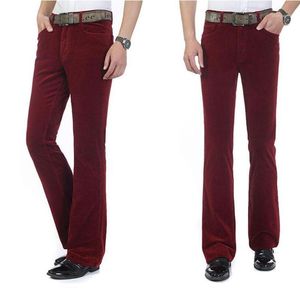 Casual Pants For Men 2022 Men's Micro-slip Korean Elastic Slim Corduroy Flare Red Wine Trousers